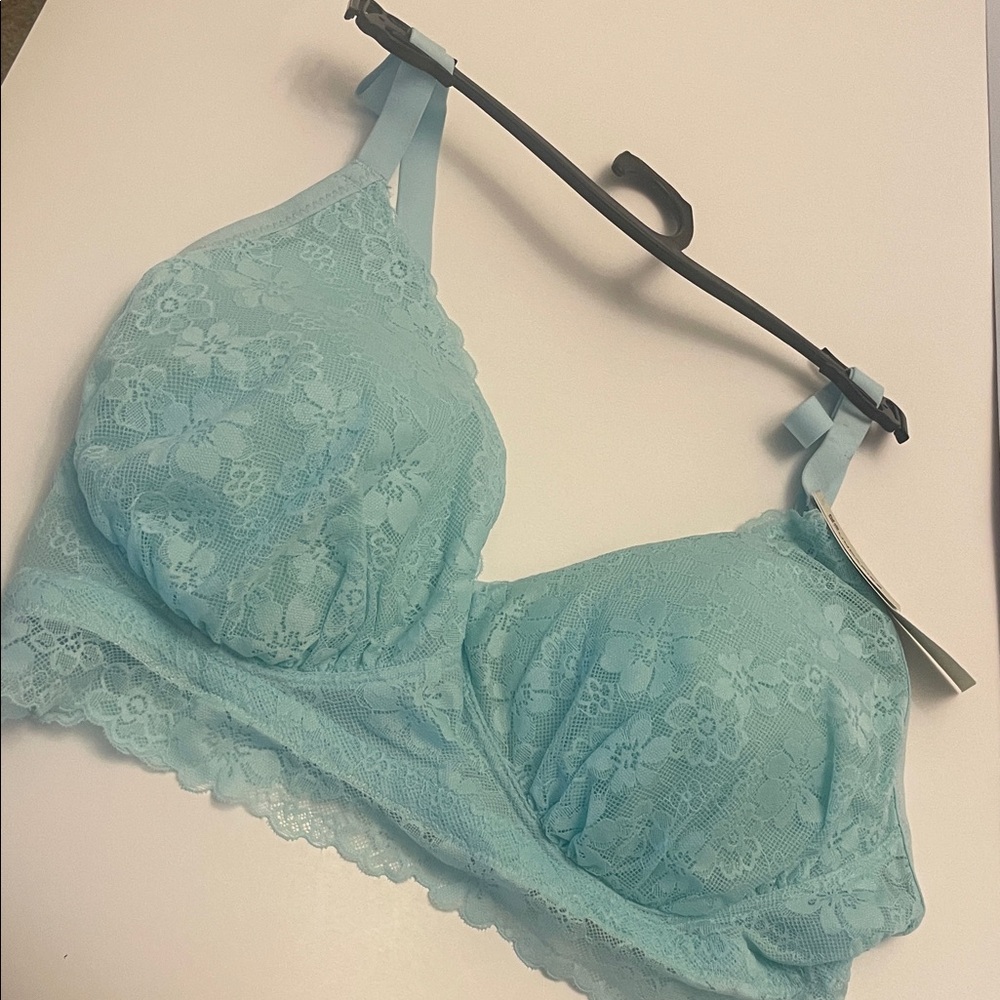 No Boundaries Lace Bralette in Light Aqua